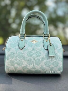 NWT Coach Mini Rowan Light Canvas Gold Signature Crossbody Bag